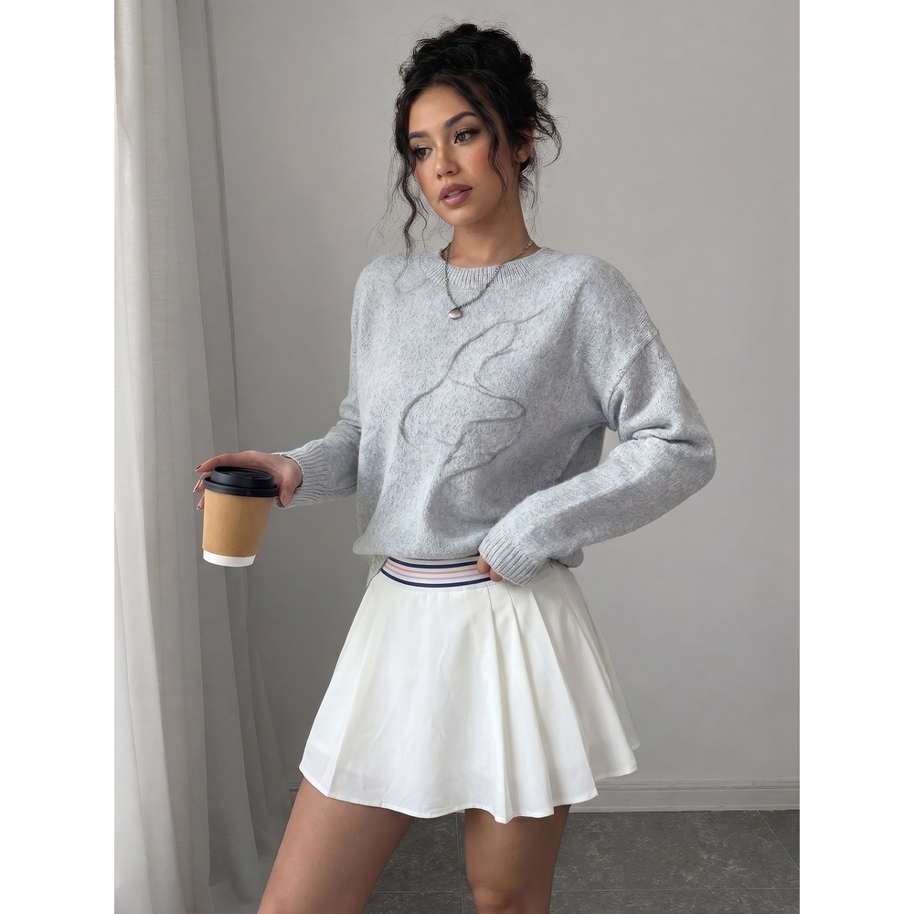 Johnny Was Calme Womens White Pleated Athletic Tennis Skort Stretchy Waist L